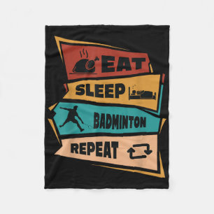 Badminton Game Repeat Shuttle Retro Badminton Play Fleecedecke