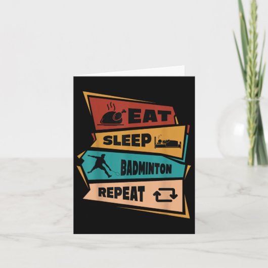 Badminton Game Repeat Shuttle Retro Badminton Play Karte (Vorderseite)