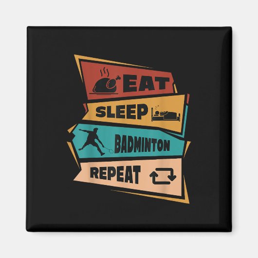 Badminton Game Repeat Shuttle Retro Badminton Play Magnet (Vorne)