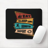 Badminton Game Repeat Shuttle Retro Badminton Play Mousepad (Mit Mouse)