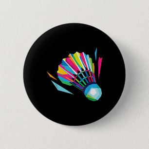 Badminton Game Shuttle Sport Badminton Pop Art Button