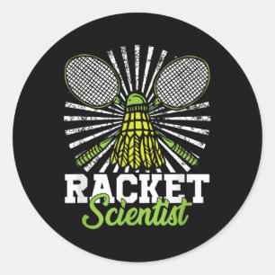 Badminton-Geschenk-Shuttle-Racket-Wissenschaftler  Runder Aufkleber