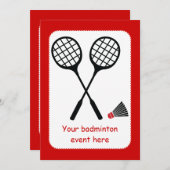 Badminton-Geschenke, Schläger und Shuttlecck-Brauc Einladung (Vorne/Hinten)