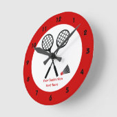 Badminton-Geschenke, Schläger und Shuttlecck-Brauc Runde Wanduhr (Winkel)