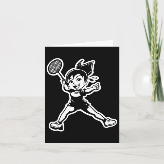 Badminton Girl Comic Shuttle Player Karte (Vorderseite)