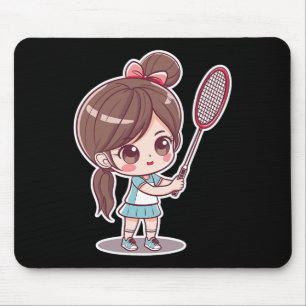 Badminton Girl Comic Style Shuttlespiel für Mädche Mousepad