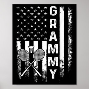 Badminton Grammy American Flag Vintage Christmas X Poster