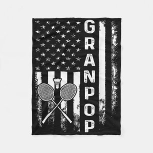 Badminton Granpop American Flag Vintage Weihnachte Fleecedecke