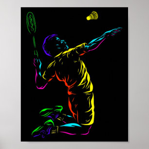Badminton Graphic Badminton Player Shuttle Sports Poster