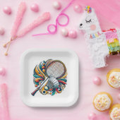Badminton Graphic Pappteller (Party)
