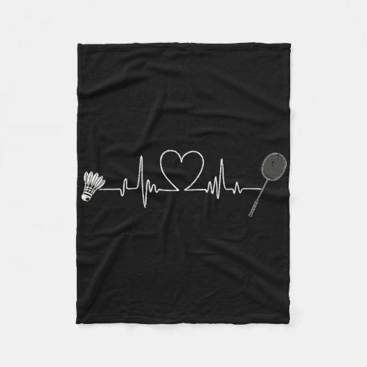 Badminton Heartbeat Funny Badminton Fleecedecke (Vorderseite)