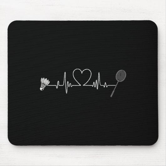 Badminton Heartbeat Funny Badminton Mousepad (Vorne)