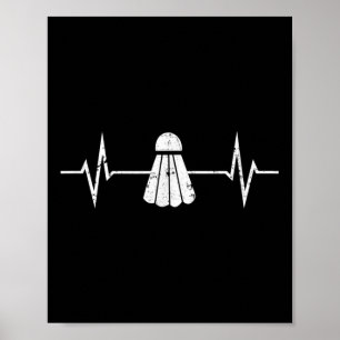 Badminton Heartbeat T Shirt Grunge Geschenkcoa Poster