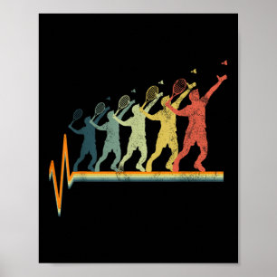 Badminton Herzschlag Vintage Retro Geschenk Poster