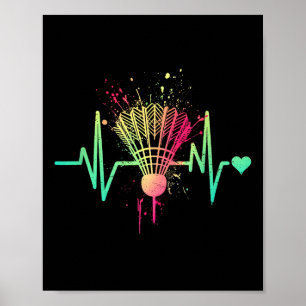 Badminton Herzschlag - Vintage Shuttlecock Badmint Poster