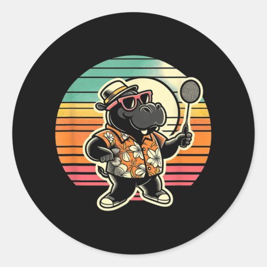 Badminton Hippo Shuttle  Runder Aufkleber (Vorderseite)