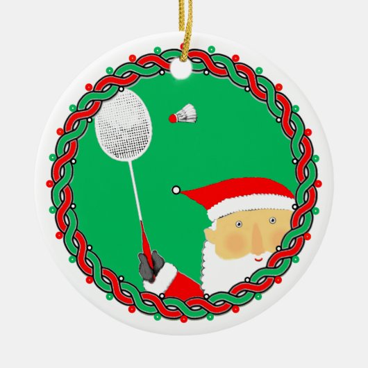 Badminton Holiday Keramik Ornament (Vorne)