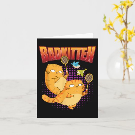 Badminton I Badkitten Cat I Badminton Racket Shutt Karte (Gelbe Blume)