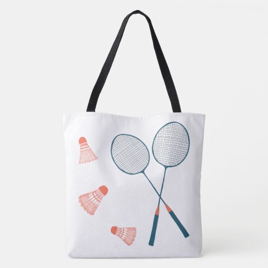 Badminton Illustration Vintage Tasche MIT MONOGRAM (Rückseite)