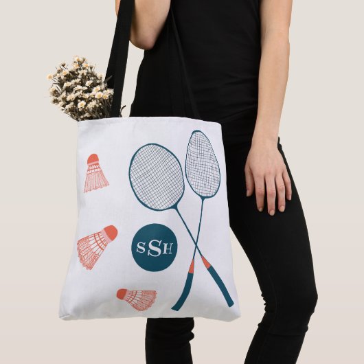Badminton Illustration Vintage Tasche MIT MONOGRAM (Von Nahem)