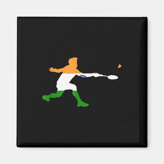 Badminton Indian Flag Racquet Shuttle Men Player Magnet (Vorne)
