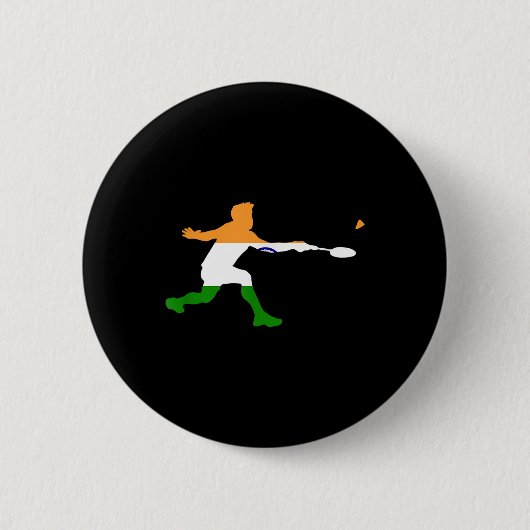 Badminton Indische Flagge Schläger Federball Männe Button (Vorderseite)