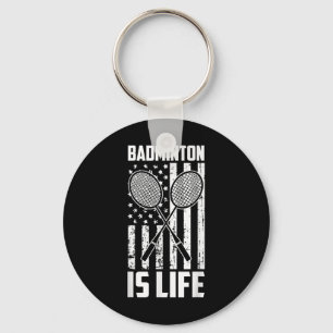 Badminton ist Leben - Vintage amerikanische Flagge Schlüsselanhänger