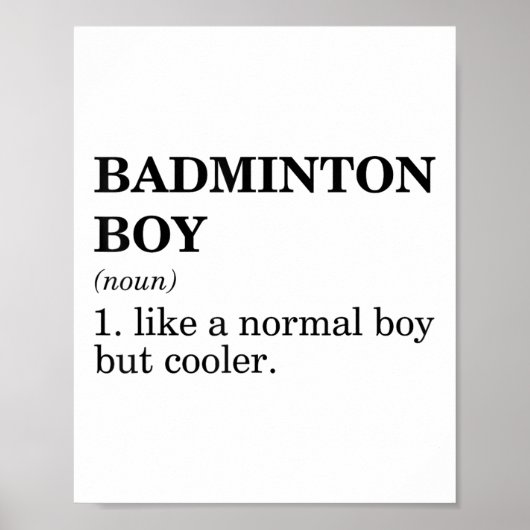 Badminton-Junge Substantiv Definition Federball Ba Poster (Vorne)