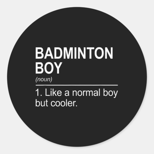 Badminton-Junge Substantiv Definition Federball Ba Runder Aufkleber (Vorderseite)