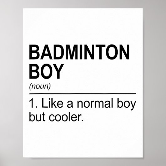Badminton-Junge Substantiv Definition Shuttle Badm Poster (Vorne)