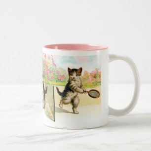 Badminton-Kätzchen-Vintage Kunst Zweifarbige Tasse