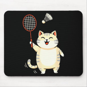 Badminton-Katze Cartoon-Art, Lustiges Katzen-Desig Mousepad