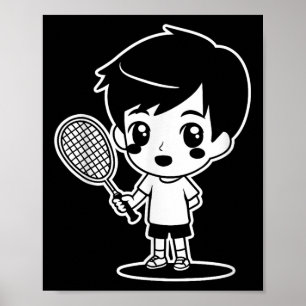 Badminton-Kind Trickfilm-Schläger Sport-Shuttle Poster