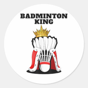 Badminton King _ Mens Badminton Player Shirt Boys Runder Aufkleber