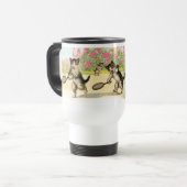 Badminton Kittens Vintag Art Reisebecher (Vorderseite Links)