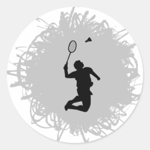 Badminton Kritzelstil Runder Aufkleber