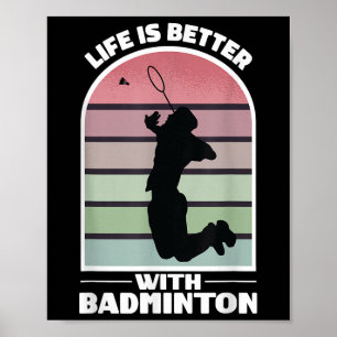 Badminton Leben Lustiges Shuttle Retro Spiel Poster