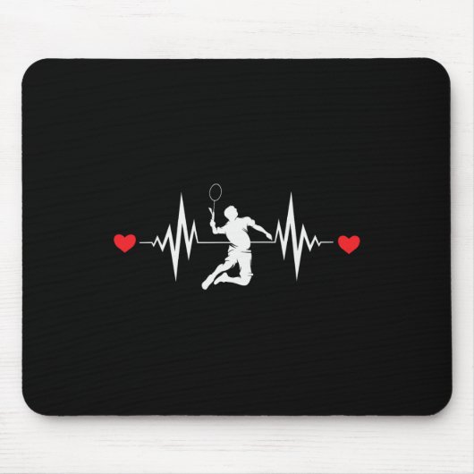 Badminton liebt Heartbeat Kleidung Mousepad (Vorne)