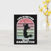 Badminton Life Funny Shuttle Retro Game Karte (Gelbe Blume)