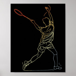 Badminton Linie Art Indoor-Sport Poster