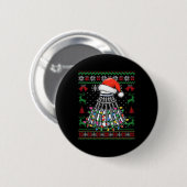 Badminton Lover Christmas Shuttle Weihnachtsmannmü Button (Vorne & Hinten)