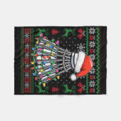 Badminton Lover Christmas Shuttle Weihnachtsmannmü Fleecedecke (Vorderseite (Horizontal))