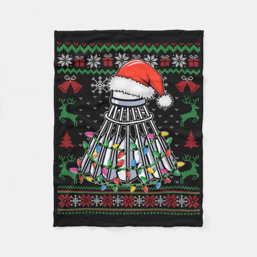Badminton Lover Christmas Shuttle Weihnachtsmannmü Fleecedecke (Vorderseite)