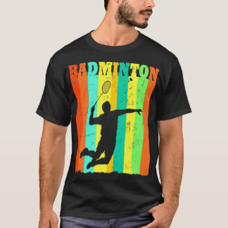 Badminton Lover Retro Sunset T T-Shirt