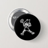 Badminton Mädchen Comic Shuttle Spieler Button (Vorne & Hinten)