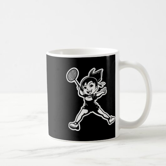 Badminton Mädchen Comic Shuttle Spieler Kaffeetasse (Rechts)