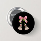 Badminton Mädchen Frauen Kokette Rosa Schleife Bad Button (Vorne & Hinten)
