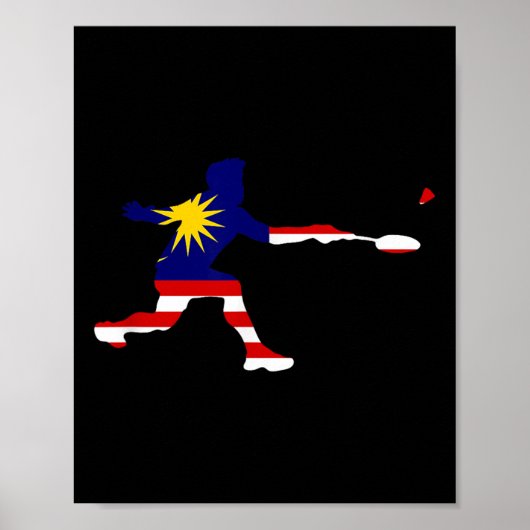 Badminton Malaysischer Flagge Schläger Federball M Poster (Vorne)