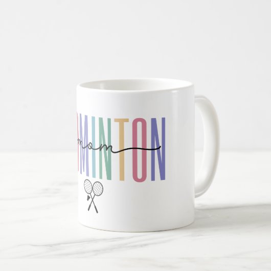Badminton Mama farbenfroh Kaffeetasse (VorderseiteRechts)
