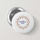 Badminton-Mama-Herzen Button (Vorne & Hinten)